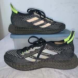 Adidas Mens 7.5 4DFWD Running Shoes GX297 Core Black Cloud White Neon Green